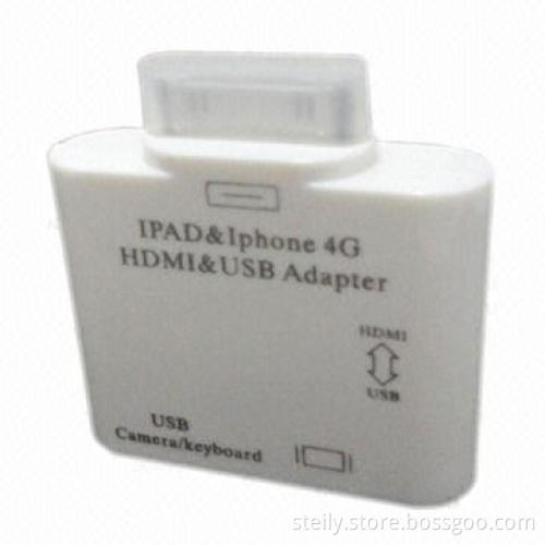 30-pin to HDMI® and USB Interface HDMI® Adapter for iPad/iPhone, Plug-and-Play Function